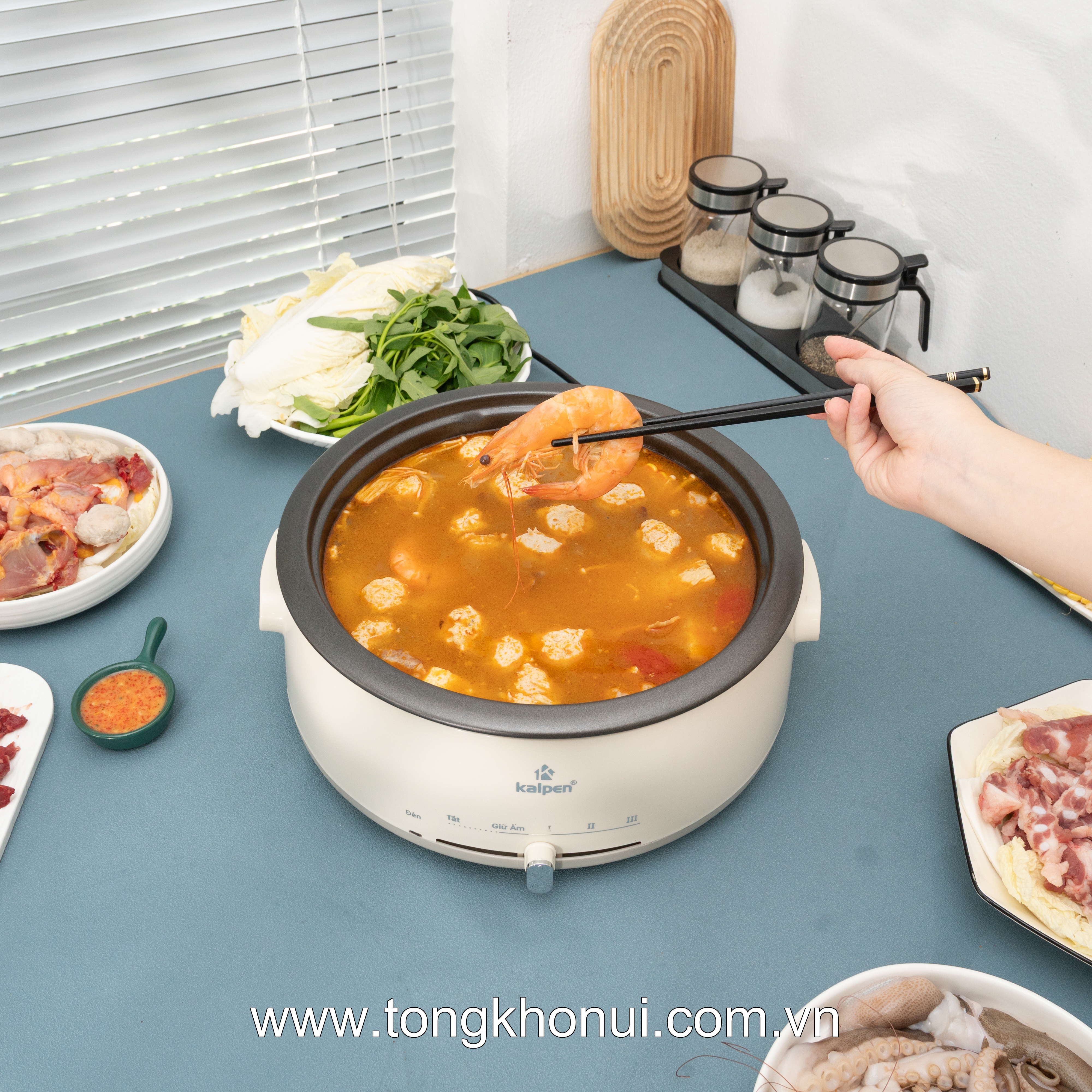 Nồi lẩu điện Kalpen 4L khay lẩu tháo rời, 1660W, P11 ảnh 12